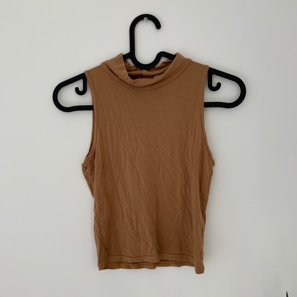 Camel Turtle Neck Crop Top - Picture 1 of 1